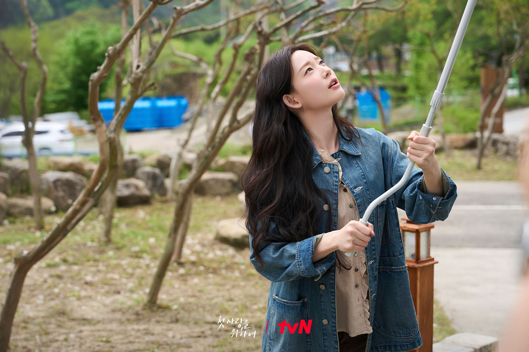 Choi Yoon-ji Love Take Two dramaperson' 'outdoors' 'pole' 'denim' 'looking' 'up.