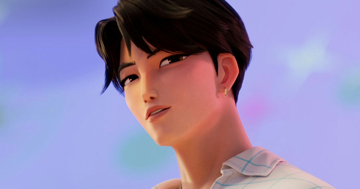 K-Pop Demon Hunters Jinu ending Maggie Kangperson' 'animation' 'male' 'earring' 'brunette.