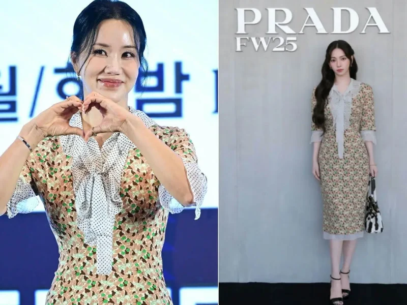 karina vs uhm junghwa same prada dress