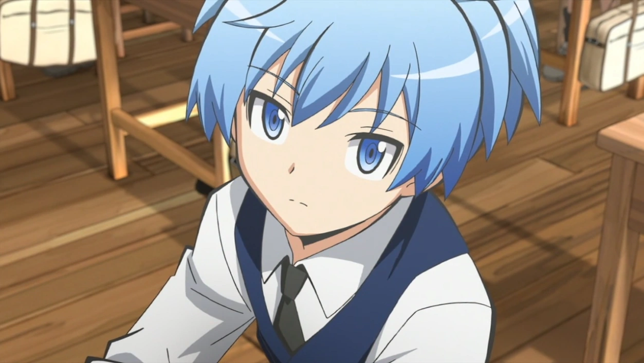 Anime trap charactersperson' '' 'agisa' '' 'hiota' 'anime' 'blue' 'hair' 'classroom.