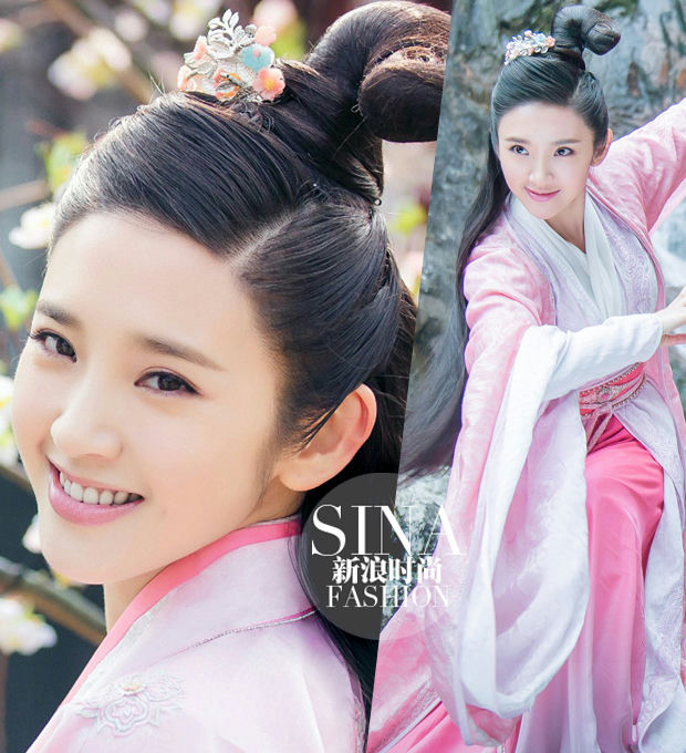 Chinese actresses beautiful smilespeople' 'smiling' 'hair' 'pink' 'outdoors.