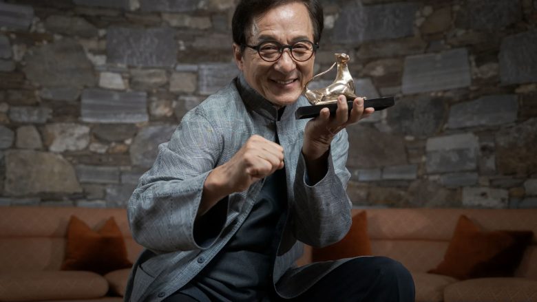 Jackie Chan The Shadow's Edgeperson' '' 'ackie' 'han' 'award' 'smiling' 'celebrating.