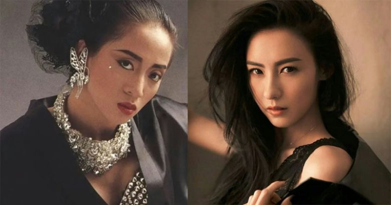 Cecilia Cheung Anita Mui comparisonpeople' 'two' 'portrait' 'jewelry' 'makeup' 'black' 'shirt.