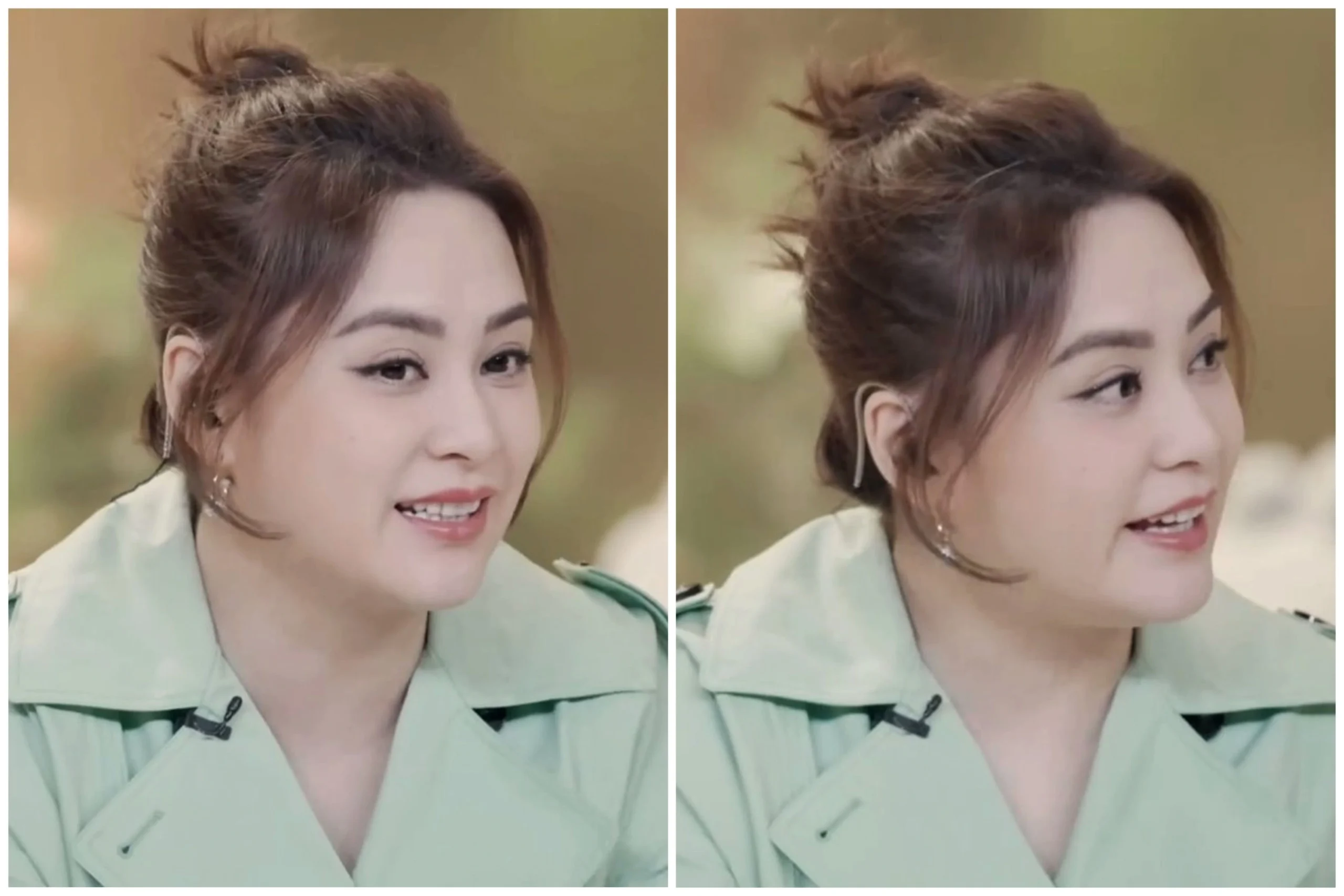 Gillian Chung weight loss transformationperson' 'woman' 'green' 'coat' 'hair' 'up' 'hearing' 'aid.