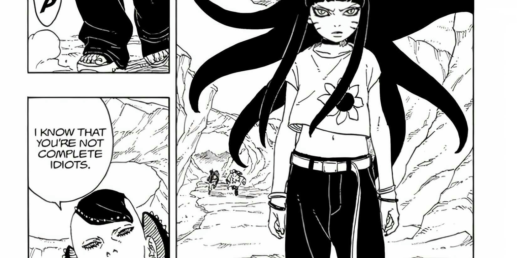 Himawari stronger than Narutopeople' 'manga' 'flower' 'bangs' 'serious.