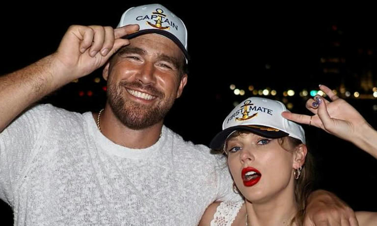 Taylor Swift Travis Kelce engagement love storypeople' 'celebrity' 'captain' 'hats' 'couple.