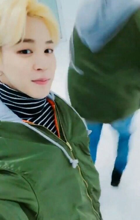 BTS Jimin Song Da Eun relationship evidencepeople' '' 'imin' 'blonde' 'hair' 'striped' 'turtleneck' 'green' 'jacket.