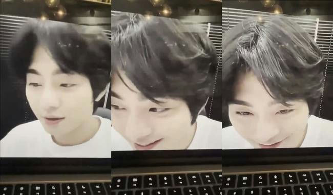 Ahn Hyo-seop KPop Demon Hunters behind-the-scenesperson' 'online' 'laptop' 'smiling.
