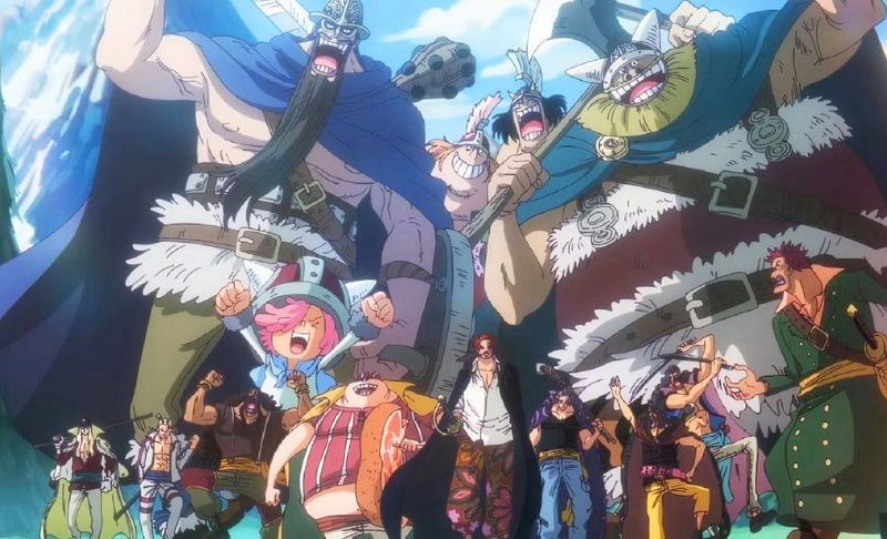 One Piece Elbaf timeskipcharacters' 'pirates' 'vikings' 'celebration' 'diverse.