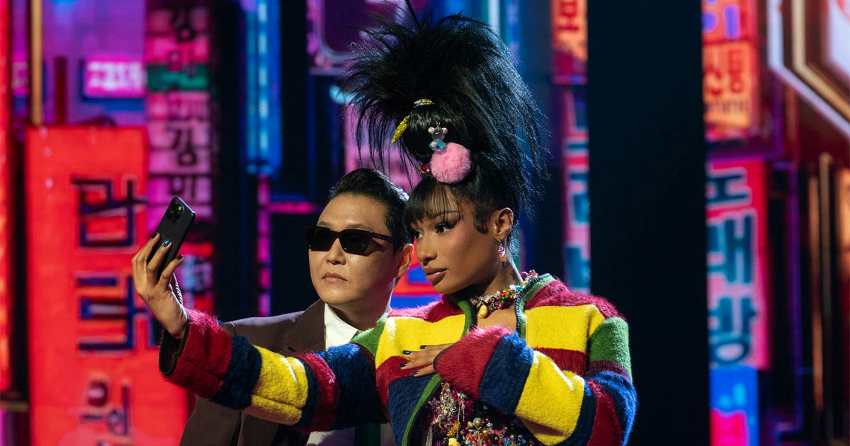 Psy controversy KPOPPED Apple TV+people' 'selfie' 'sunglasses' 'colorful' 'asian.