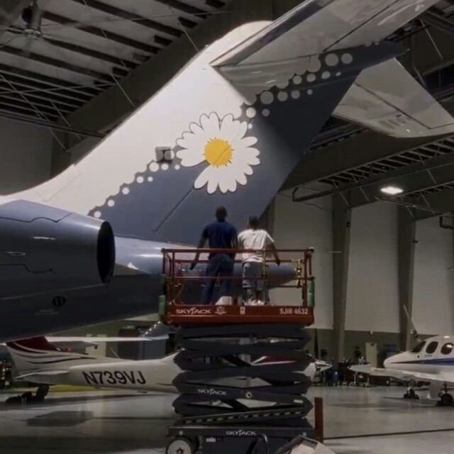 G-Dragon private jet backlashpeople' 'aircraft' 'flower' 'lift' 'hangar.