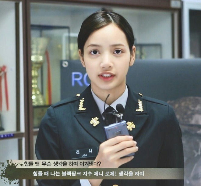 Lisa BLACKPINK bare-faced lookperson' 'military' 'uniform' 'microphone' 'awards.