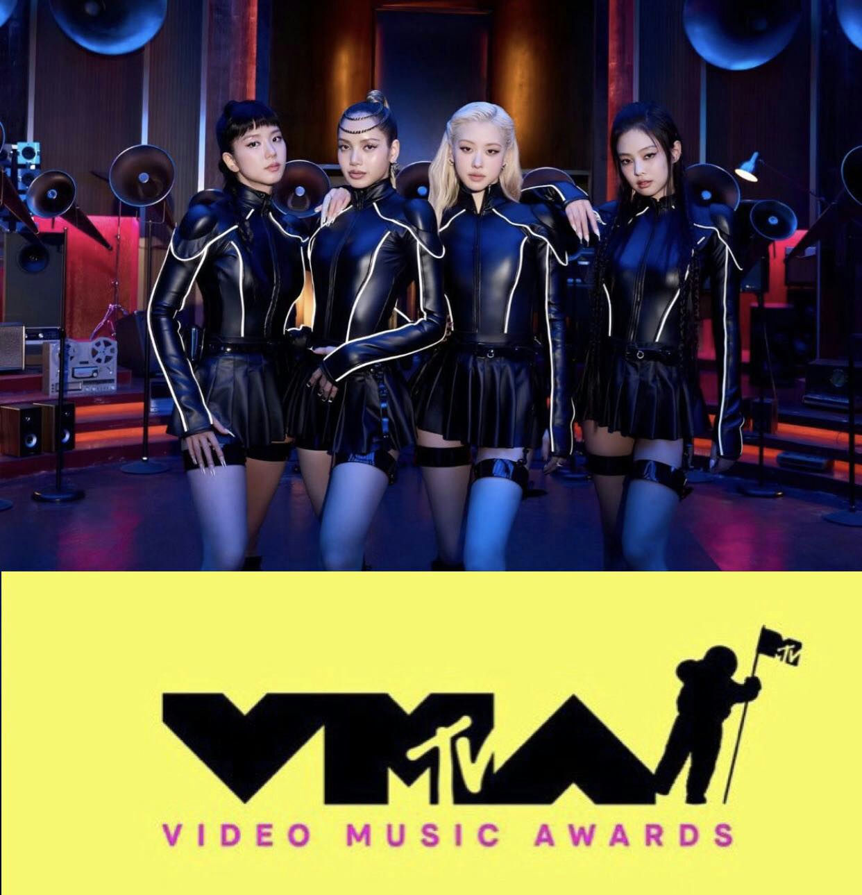 VMAs 2025 Rosé Lisagroup' 'female' 'leather' 'uniform' 'speakers.