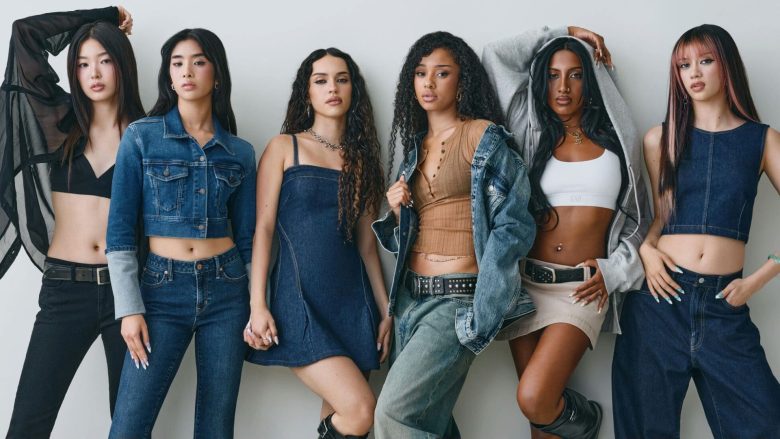 KATSEYE MTV VMA Billboard GAP campaignwomen' 'denim' 'fashion' 'casual' 'diversity.
