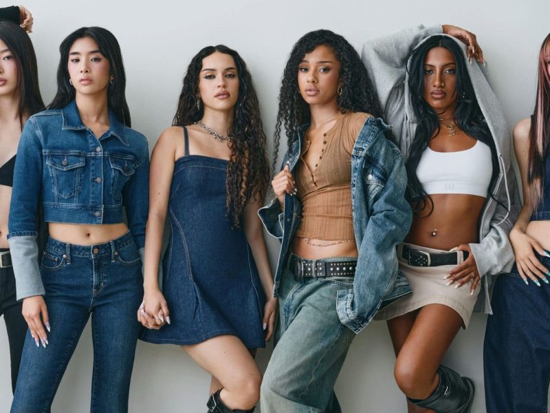 KATSEYE MTV VMA Billboard GAP campaignwomen' 'denim' 'fashion' 'casual' 'diversity.