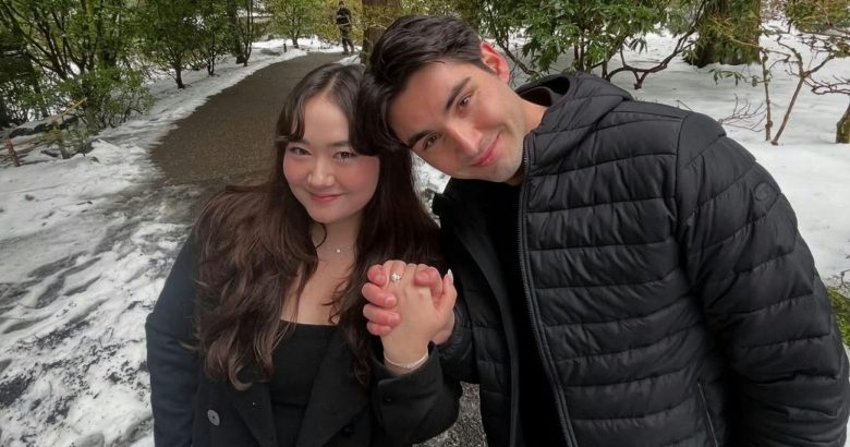Kyla PRISTIN body shamingpeople' 'couple' 'engagement' 'snow' 'outdoors.
