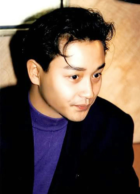 Leslie Cheung final phone callman' 'portrait' 'purple' 'black' 'side' 'view.