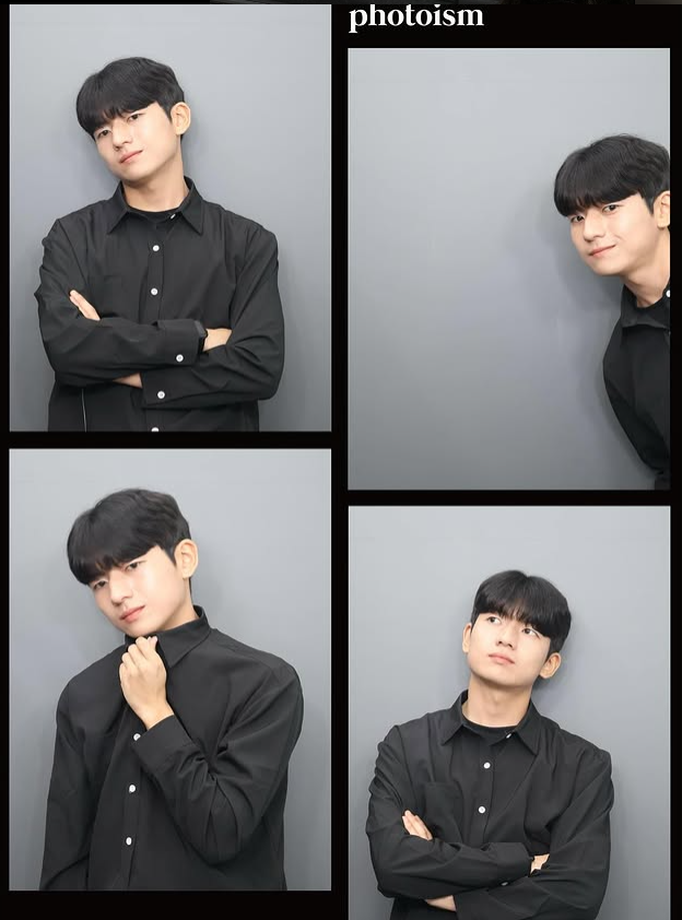Wang Seok Hyun Scandal Makers grown uppeople' 'man' 'black' 'shirt' 'gray' 'background' 'collage.