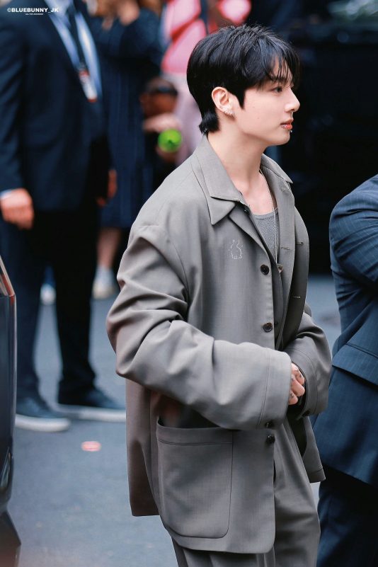 Jungkook Fashion Week debutpeople' '' 'ungkook' 'oversized' 'suit' 'piercings.