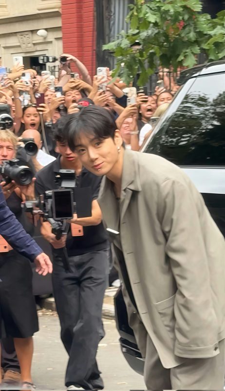 Jungkook Fashion Week debutpeople' 'paparazzi' 'celebrity' 'fans' 'piercing.
