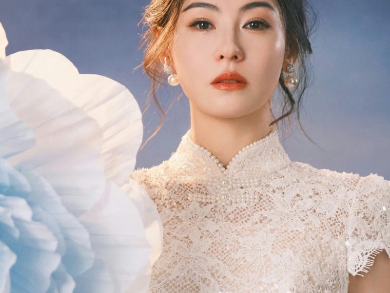 Cecilia Cheung and Faye Wong parenting styleswoman' 'portrait' 'lace' 'pearl' 'flower.