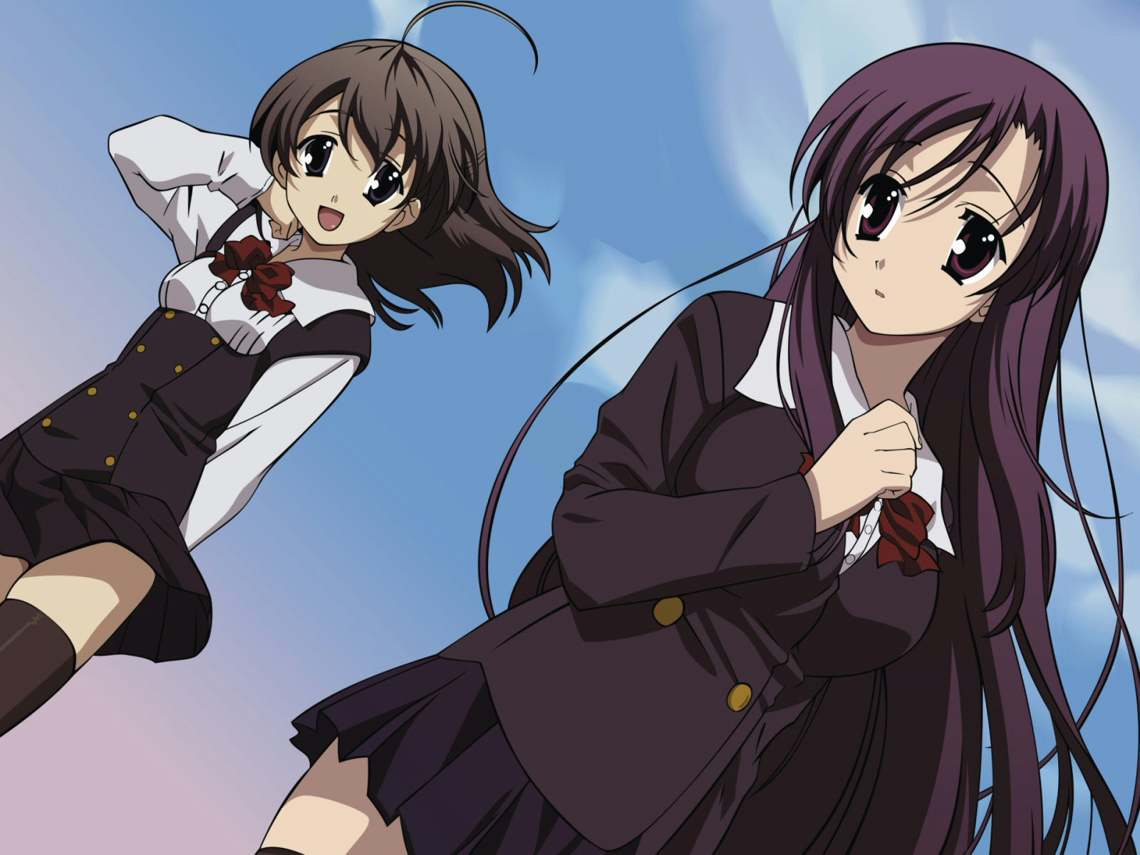 Kotonoha Katsura School Days yanderepeople' 'two' 'anime' 'schoolgirls' 'uniform.