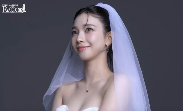 aespa Karina wedding dresspeople' 'bride' 'veil' 'necklace' 'earrings.