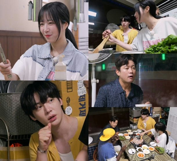 Ahn Jae Hyun and Tzuyang skinshippeople' 'four' 'table' 'food' 'cooking' 'restaurant.