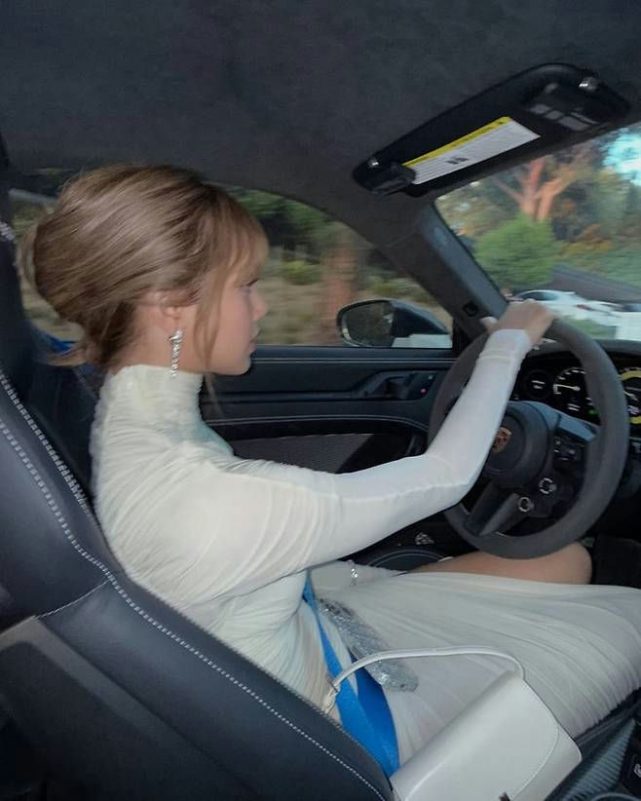 BLACKPINK Lisa Emmys Hollywood starpeople' 'woman' 'driving' 'car' 'white' 'dress.