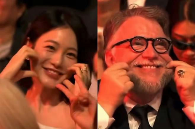 Shin Ye-eun Guillermo del Toro BIFFpeople' 'smiling' 'fingers' 'formal' 'attendance.