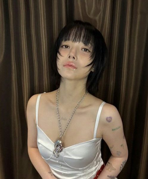 AOA Jimin China fan meetingpeople' 'tattoo' 'bangs' 'necklace' 'dress.
