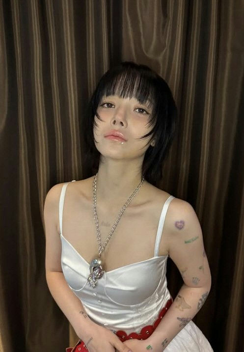 AOA Jimin China fan meetingpeople' 'tattoo' 'bangs' 'necklace' 'dress.