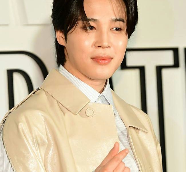 BTS Jimin scholarship donationperson' '' 'imin' 'cream' 'jacket' 'dark' 'hair' 'finger' 'heart.