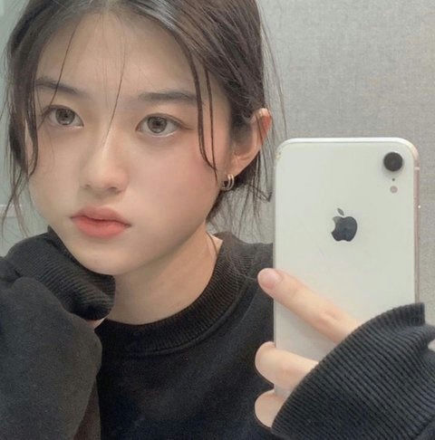 Minju jawline transformationperson' 'selfie' 'iphone' 'hair' 'earring.
