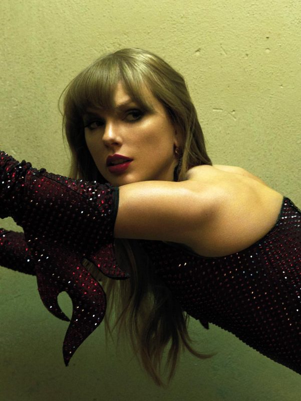 Taylor Swift The Life of a Showgirl albumpeople' '' 'aylor' '' 'wift' 'red' 'dress' 'sequins' 'portrait.