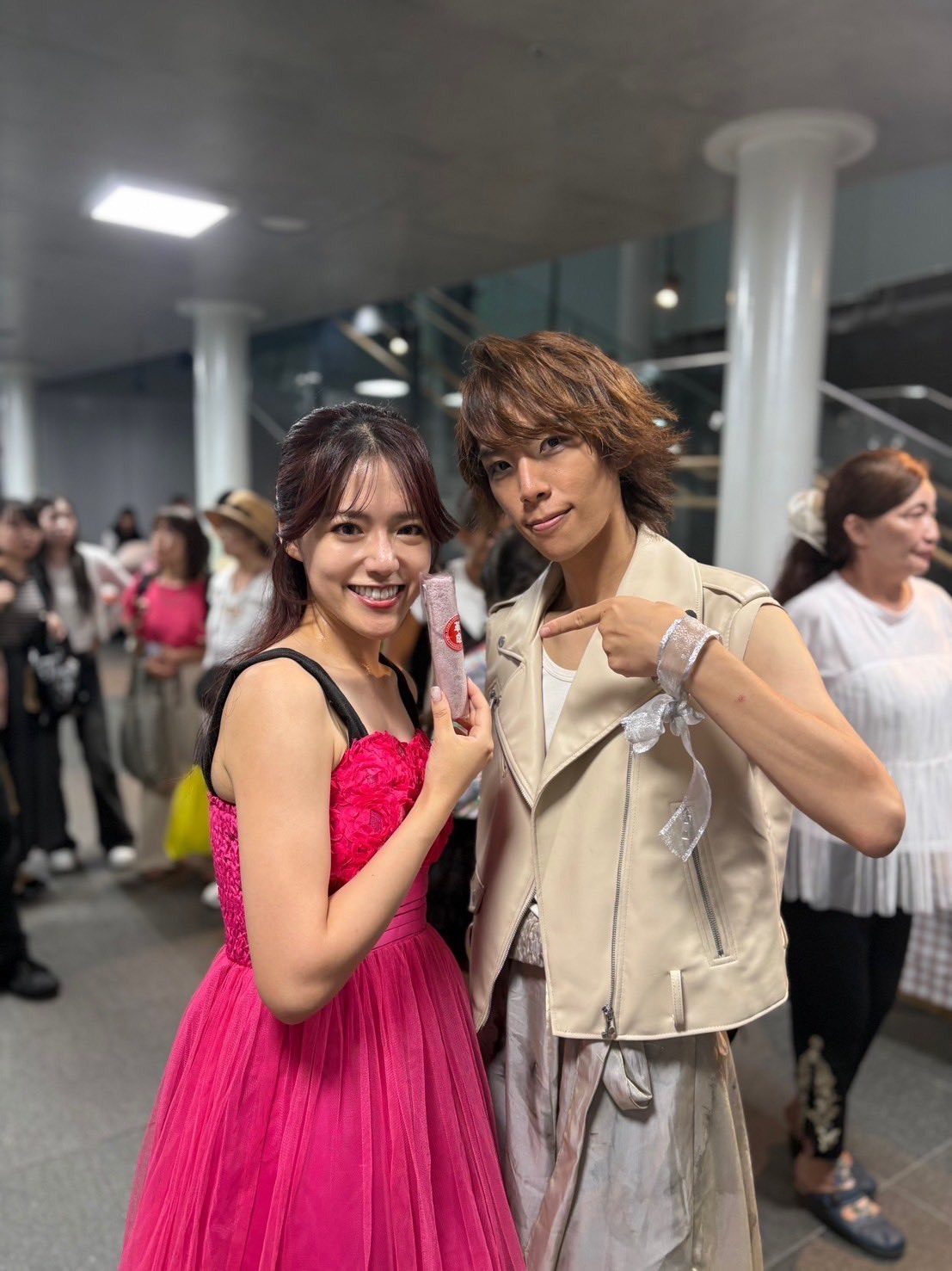 Shinsaku Shimazaki deathpeople' 'pose' 'pink' 'dress' 'vest' 'wristlet.