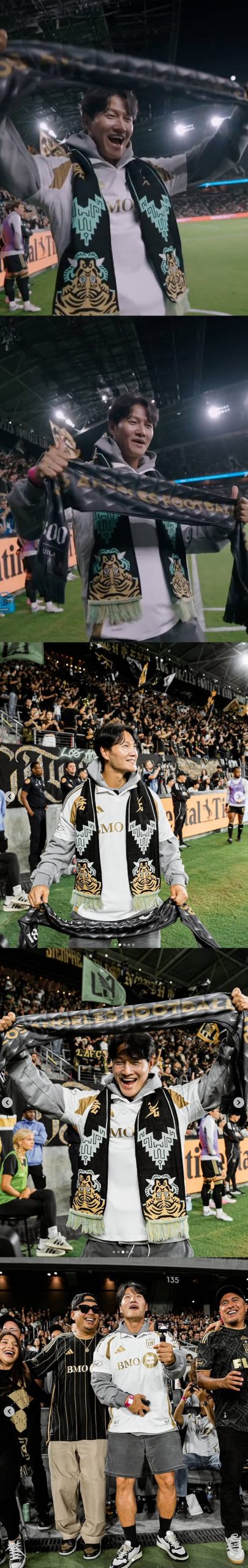 Kim Jong-kook Son Heung-min LA matchpeople' 'soccerfan' 'scarf' 'crowd' 'sports.