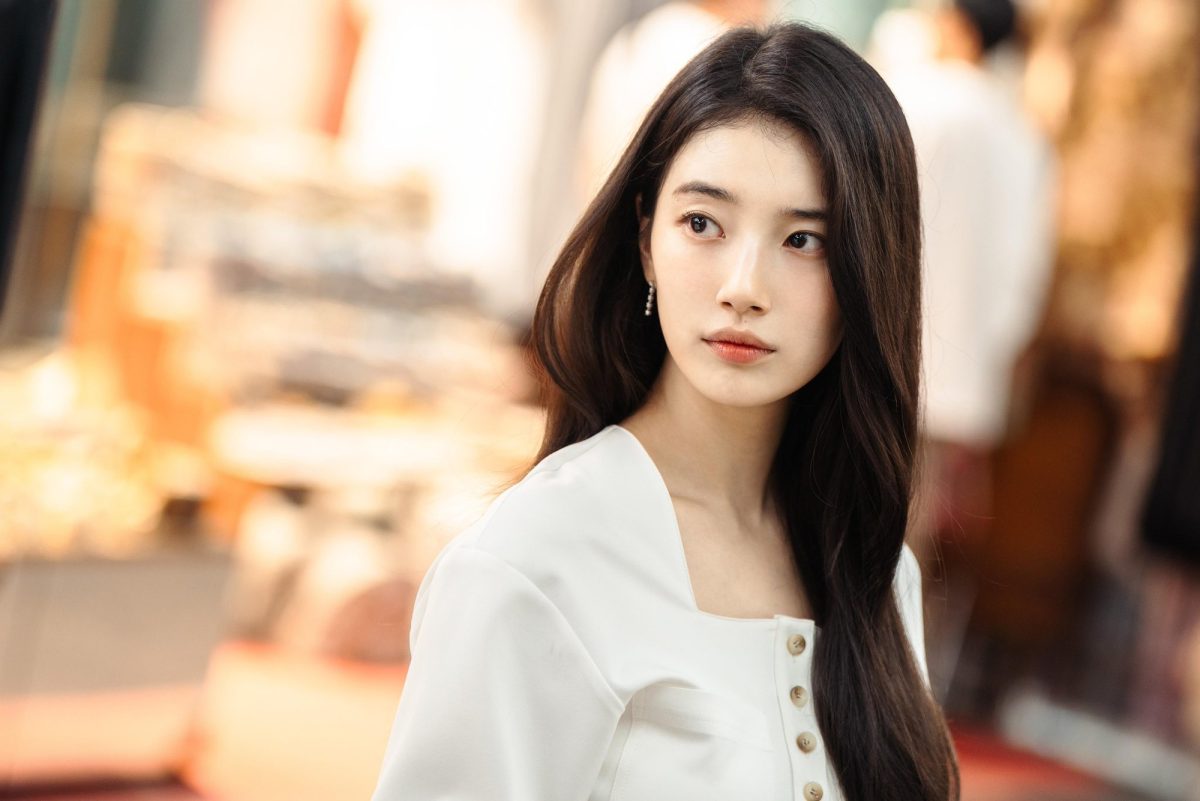 Suzy Genie Make a Wish dramawoman' 'portrait' 'white' 'dress' 'long' 'hair' 'earrings.