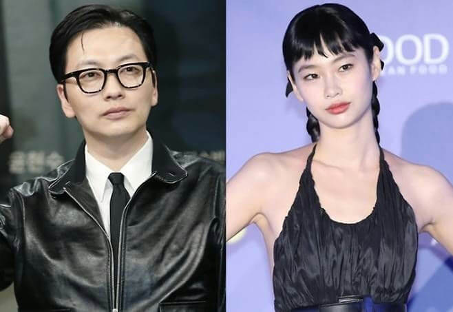 people-South Korean actor Gong Yoo-South Korean model and actress Jung Ho-yeon-wearing glasses and leather jacket-wearing black halter top and pigtails