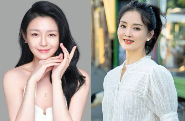 people-two women-A-East Asian actresses-A-white tops-B-dark hair-C-smiling