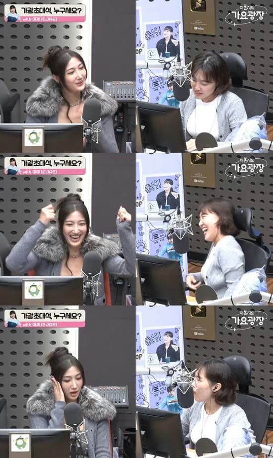 people-Two women-A-radio studio-A-guest appearance-B-smiling and laughing-C-microphone