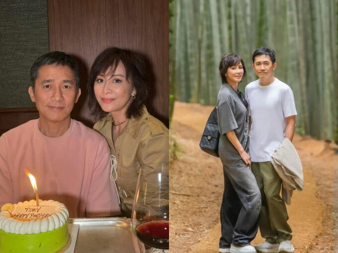 people-Tony Leung Chiu-wai and Carina Lau-A-birthday celebration-A-outdoor portrait-B-casual attire-C-cake and wine