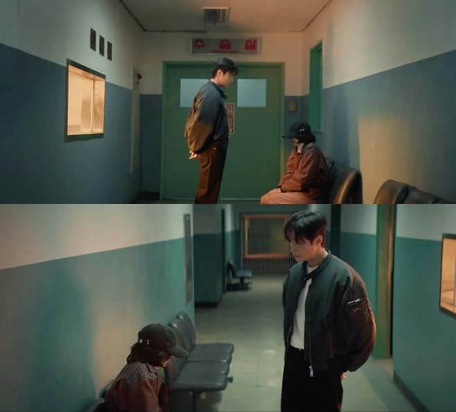 people-A-man-A-woman-B-dark-colored-attire-C-hallway-D-waiting-area