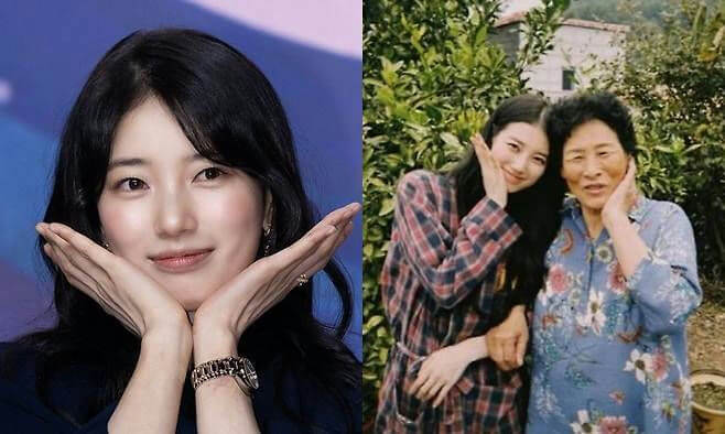 people-Bae Suzy-A-smiling-A-posing with hands near face-B-posing with older woman-B-outdoor setting