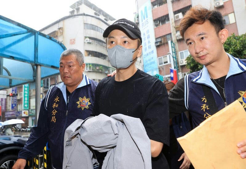 people-3-man-A-police-jacket-B-mask-C-rain