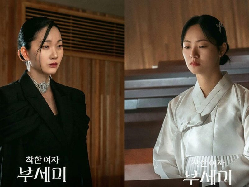 people-woman-A-contrasting-styles-B-korean-drama-poster-C-traditional-and-modern-attire