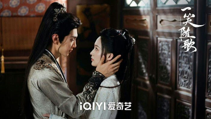 people-man and woman-A-romantic gaze-B-historical costume-C-Chinese drama poster