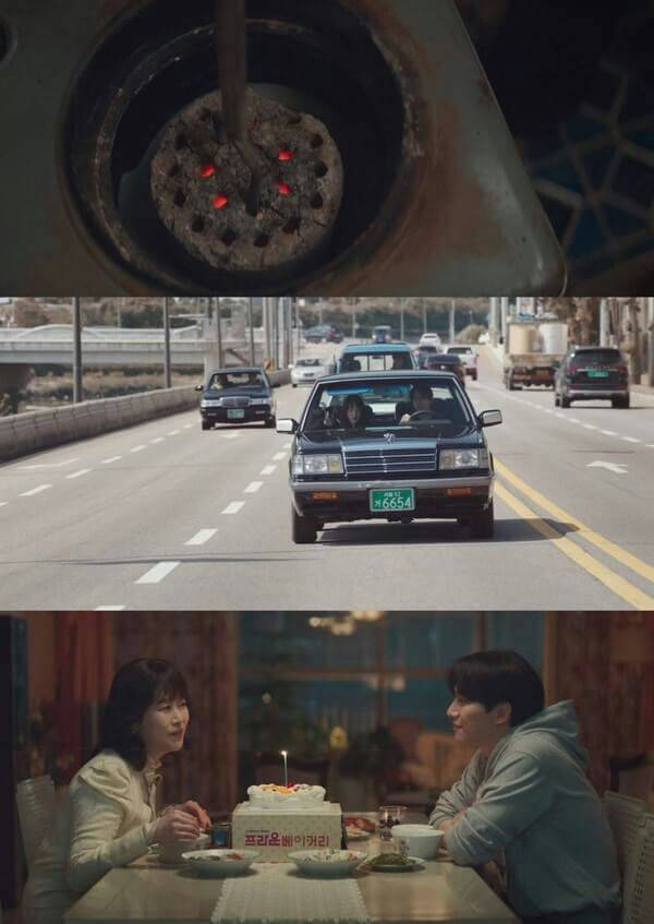 people-woman-and-man-eating-cake-car-driving-charcoal-burning