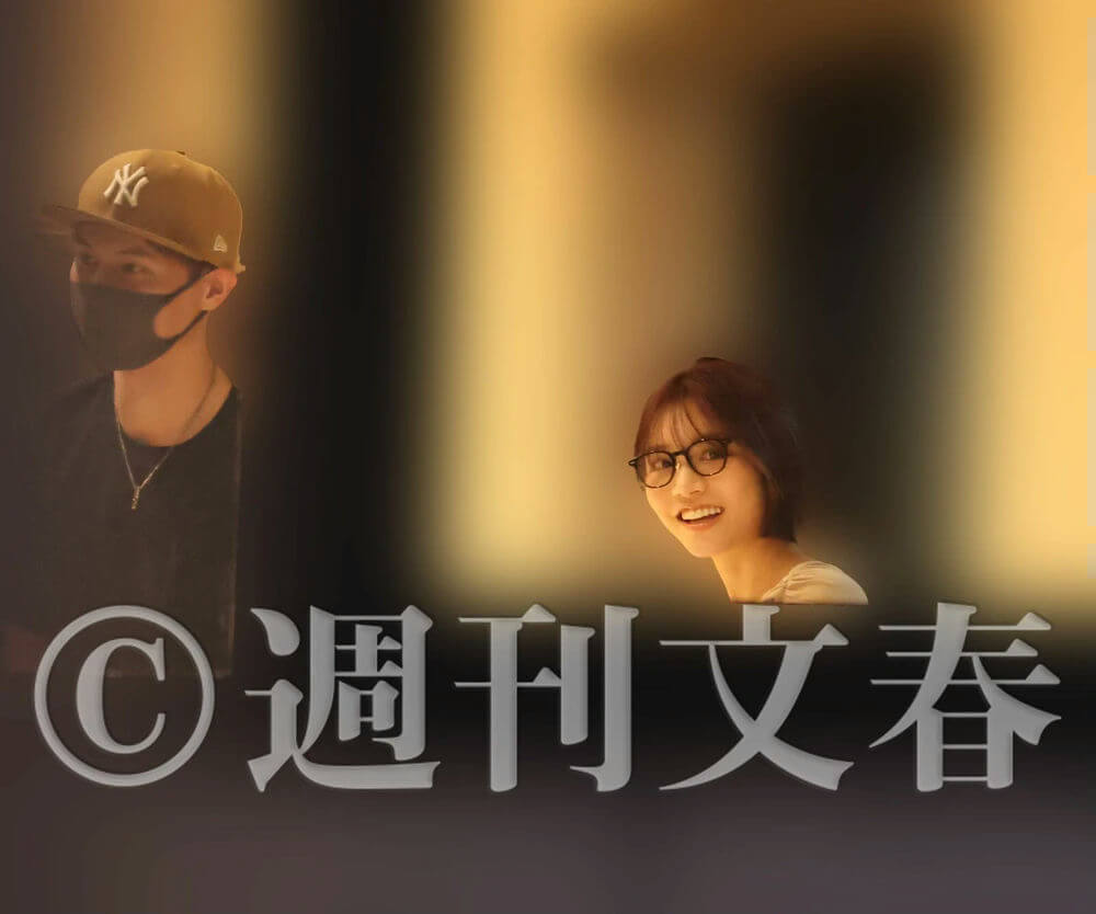 people-A-man with cap and mask-B-woman with glasses smiling-C-watermark with Japanese text