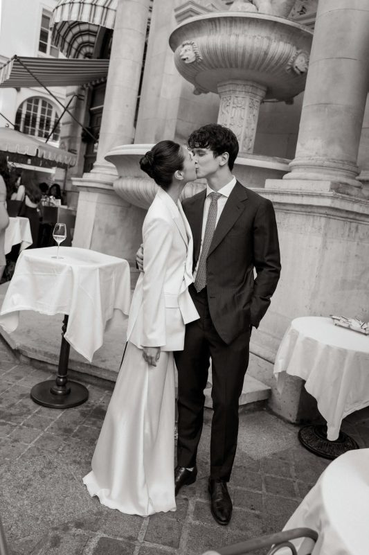 people-couple-A-kissing-A-black and white-A-wedding attire